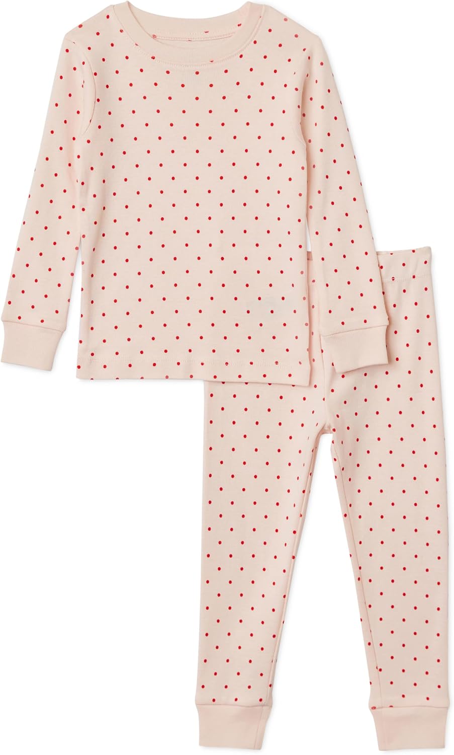 Amazon Essentials Girls' Snug-Fit Cotton Pajama Set, Long-Sleeve T-Shirt and Pants