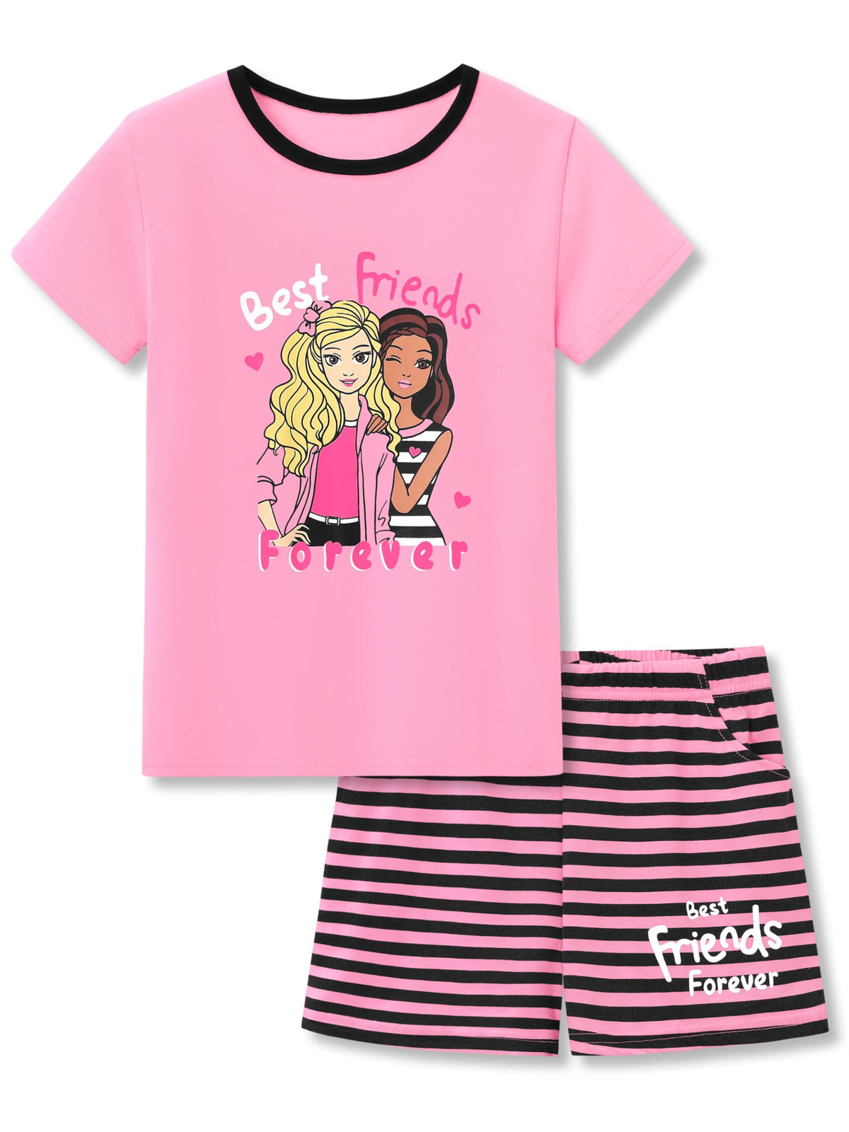 Cozchique Girls Striped Soft Short Sleeve & Shorts Pajama Set Sizes 4T-18
