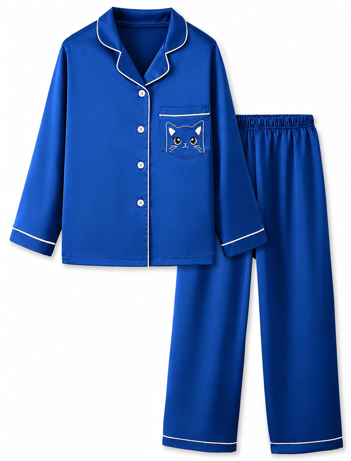 Mikrdoo Girls Silk Pajamas 2 Piece PJs Sets Kids Satin Slpeepwear 3-14Y