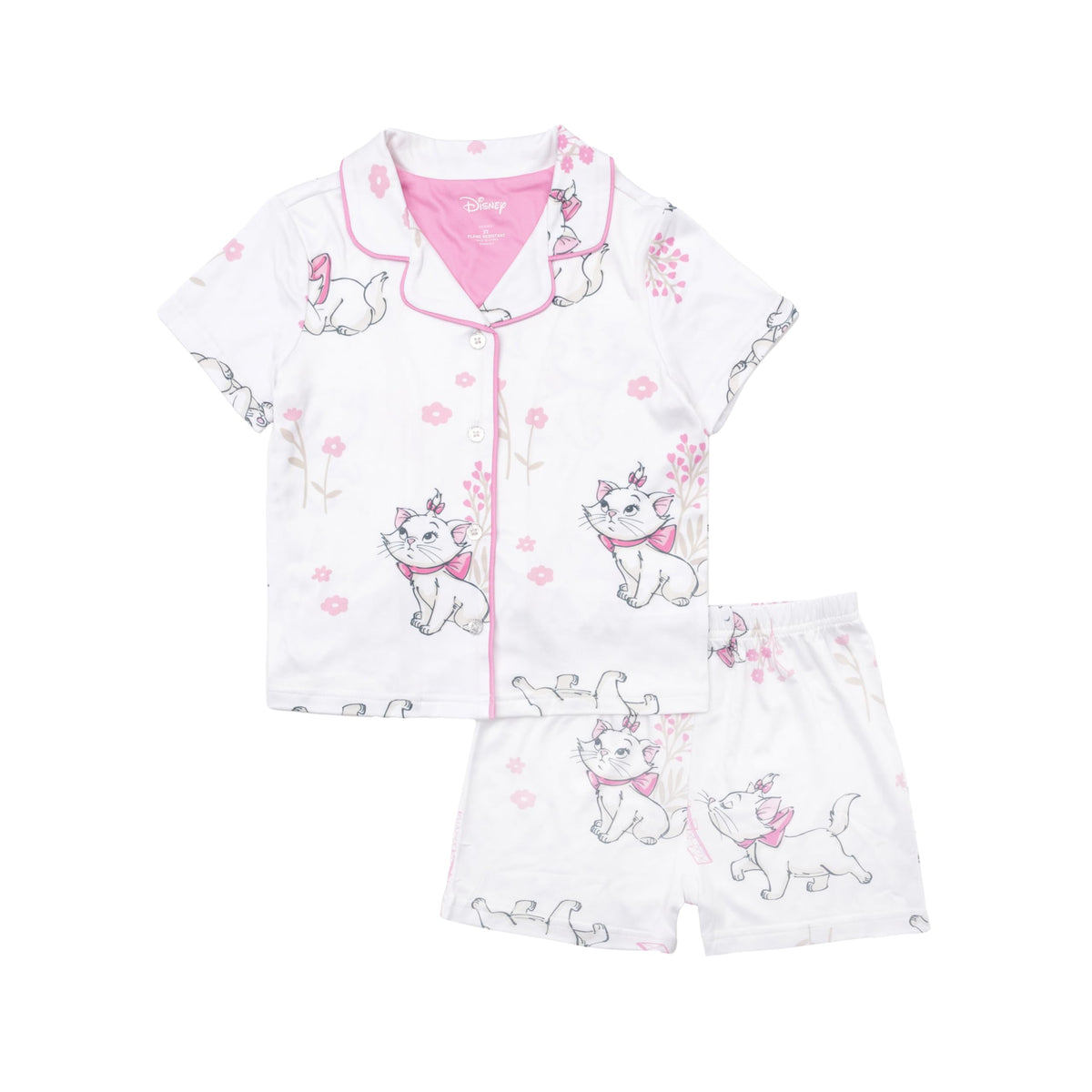 Disney girls 2-piece Loose-fit Button Down Matching Pajama Set, Soft & Cute for Kids