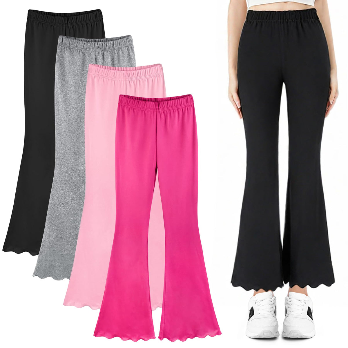 3 Pcs Girls Flare Leggings Mid Waisted Bell Bottom Yoga Pants