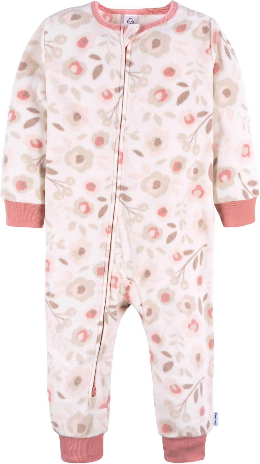 Gerber Baby & Toddler Girls Loose Fit Fleece Footless Pajamas 3-Pack