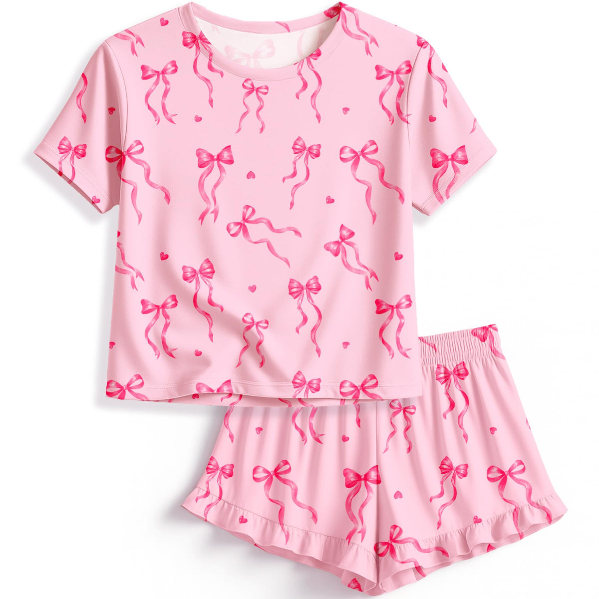 Petite&Me Soft Girls Pajamas with Ruffle Shorts, Cute Girls PJs Size 6-14