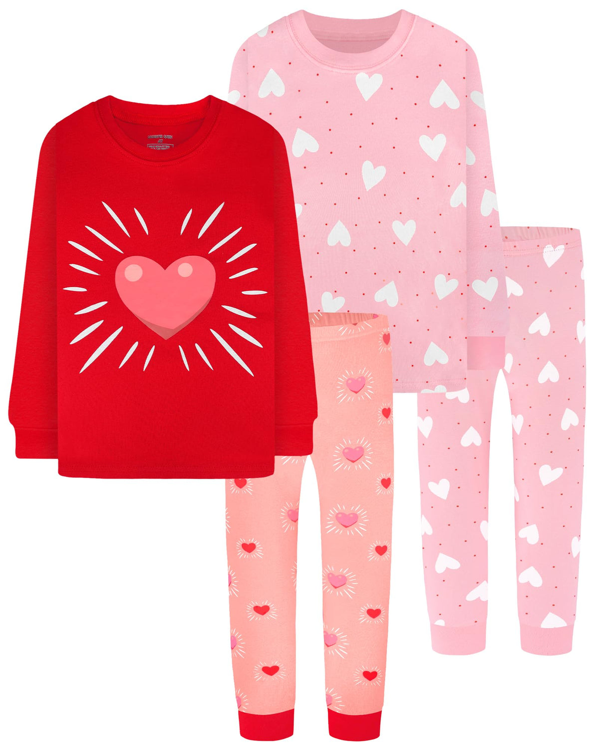 DAUGHTER QUEEN Girls 4 Pieces Cotton Pajamas Size 18 Months-12 Years
