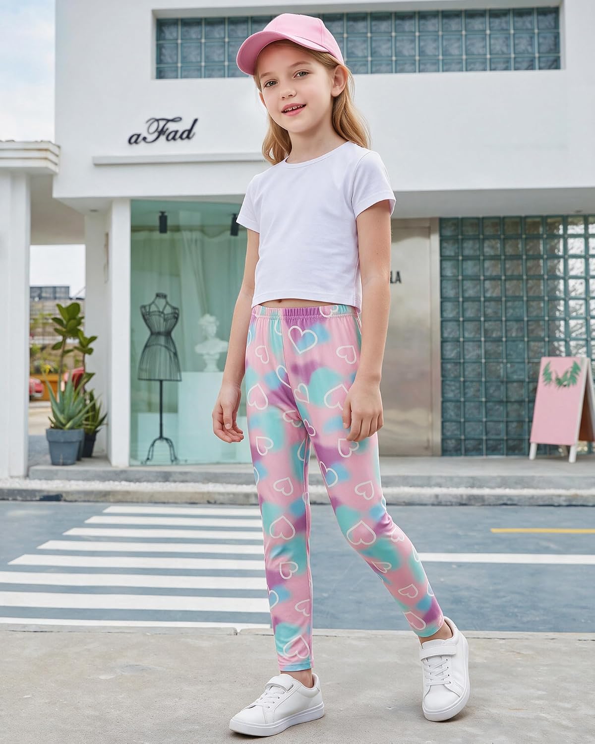 MyFav 3 Pack Girls Leggings Stretch Kids Cute Printed & Solid Color Skinny Casual Daily Wear Pants