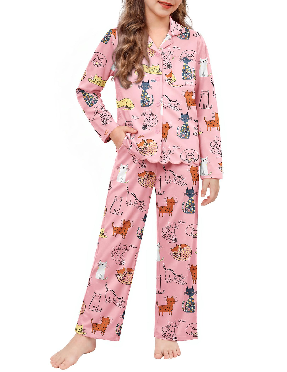 Arshiner Girls Pajamas Long Sleeve Sleepwear Cute Printed Button Down Pjs