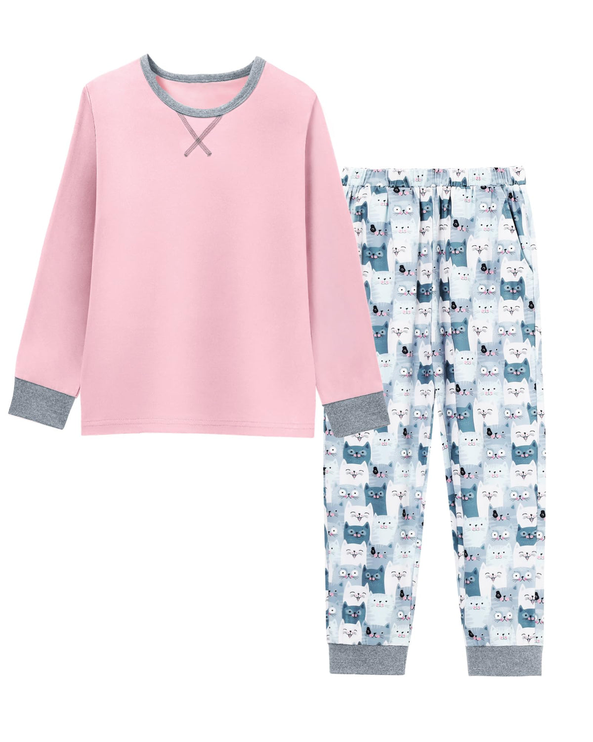 CARETOO Girls Pajamas 2 Piece Long Sleeve Long Pants Pajama Set Kids Cute Pj Soft Holiday Sleepwear Size 7-13