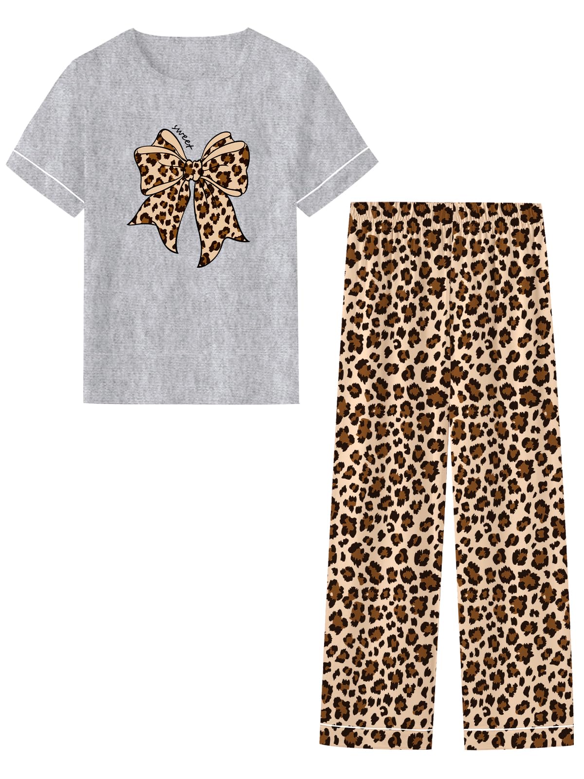 Umeyda Girls Pajamas 2PCS Short Sleeve Top & Pants 100% Cotton Pjs Sets Loungewear for Kids Age 5-14 Years