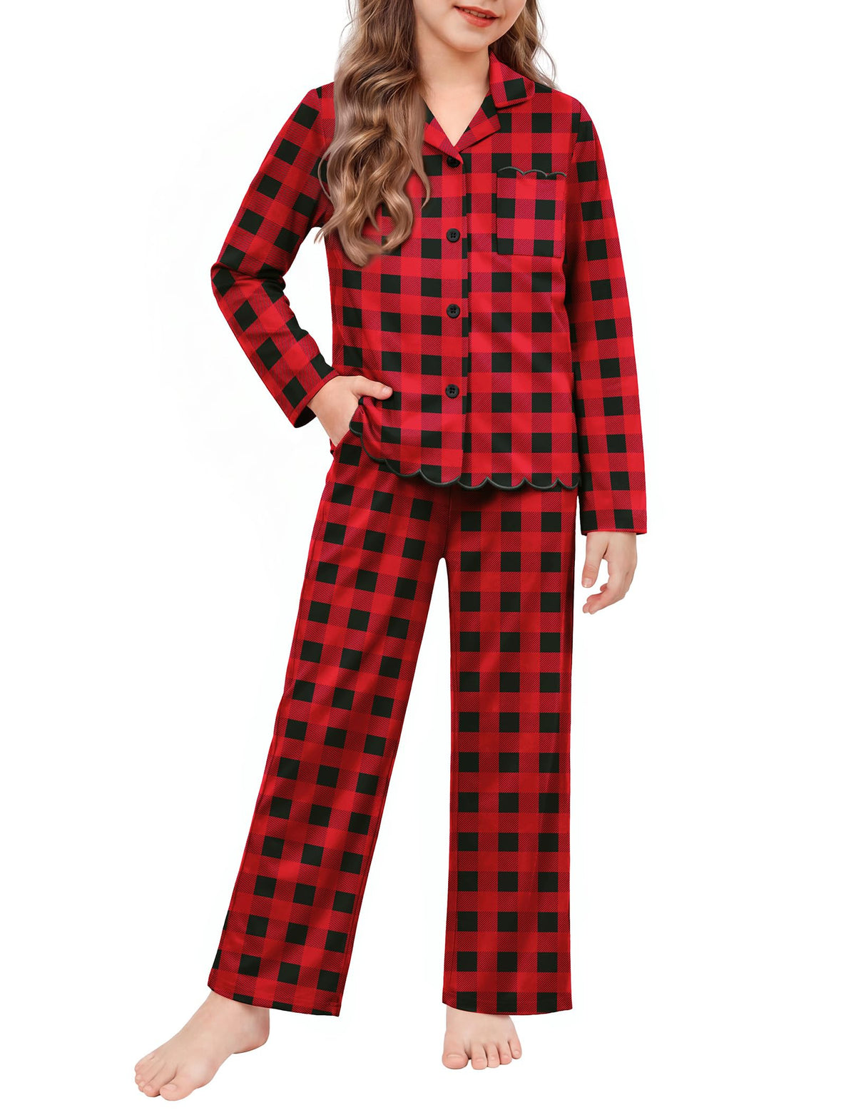 Arshiner Girls Pajamas Long Sleeve Sleepwear Cute Printed Button Down Pjs