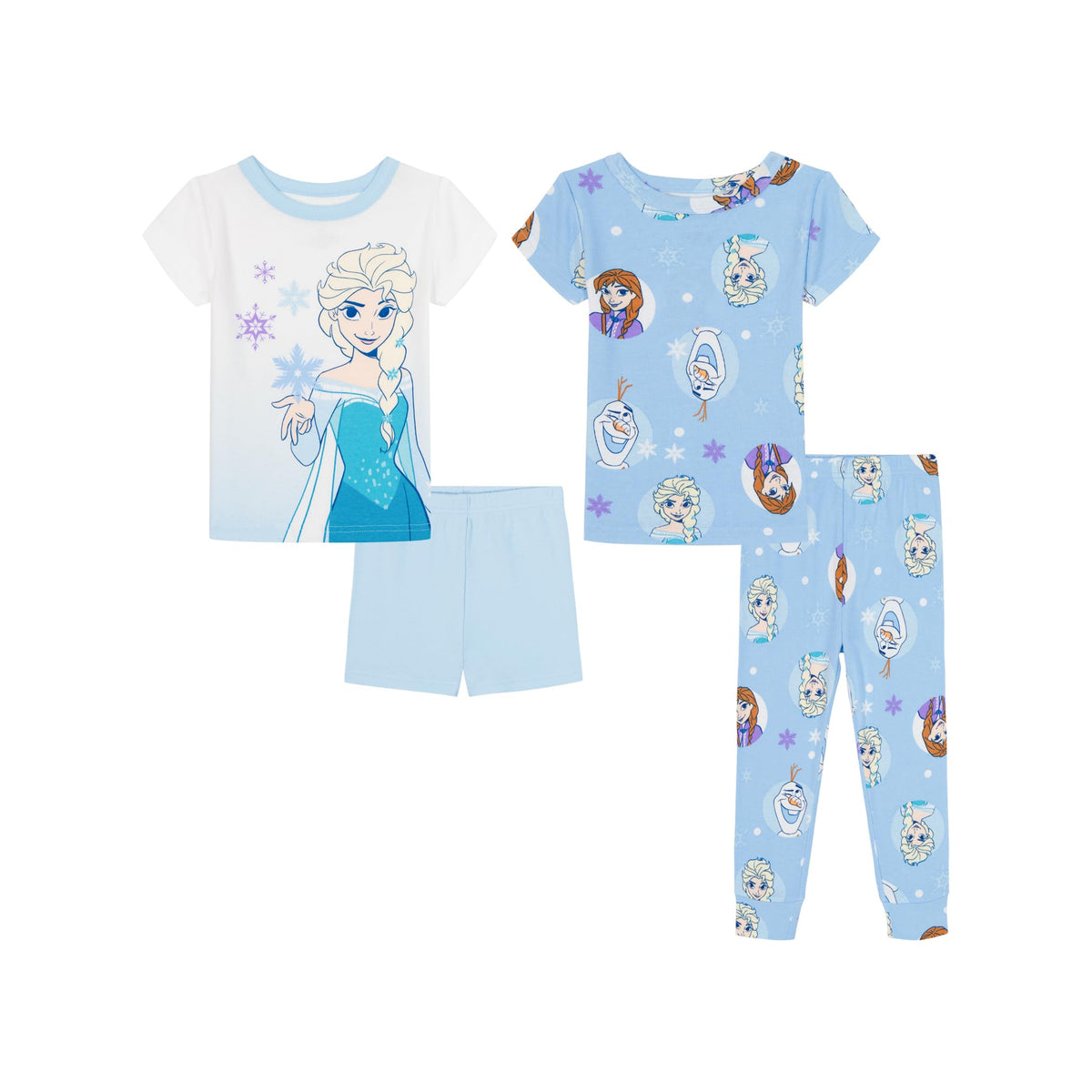 Disney Girls' 4-piece Snug-fit Cotton Pajama Set, Matching Pajamas