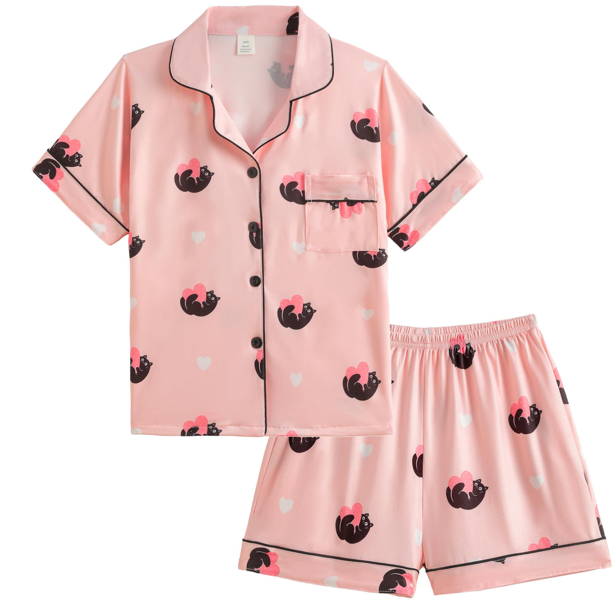 Hupohoi Big Girls Button Down Pajama Sets 2pcs Summer Cute Print Sleepwear