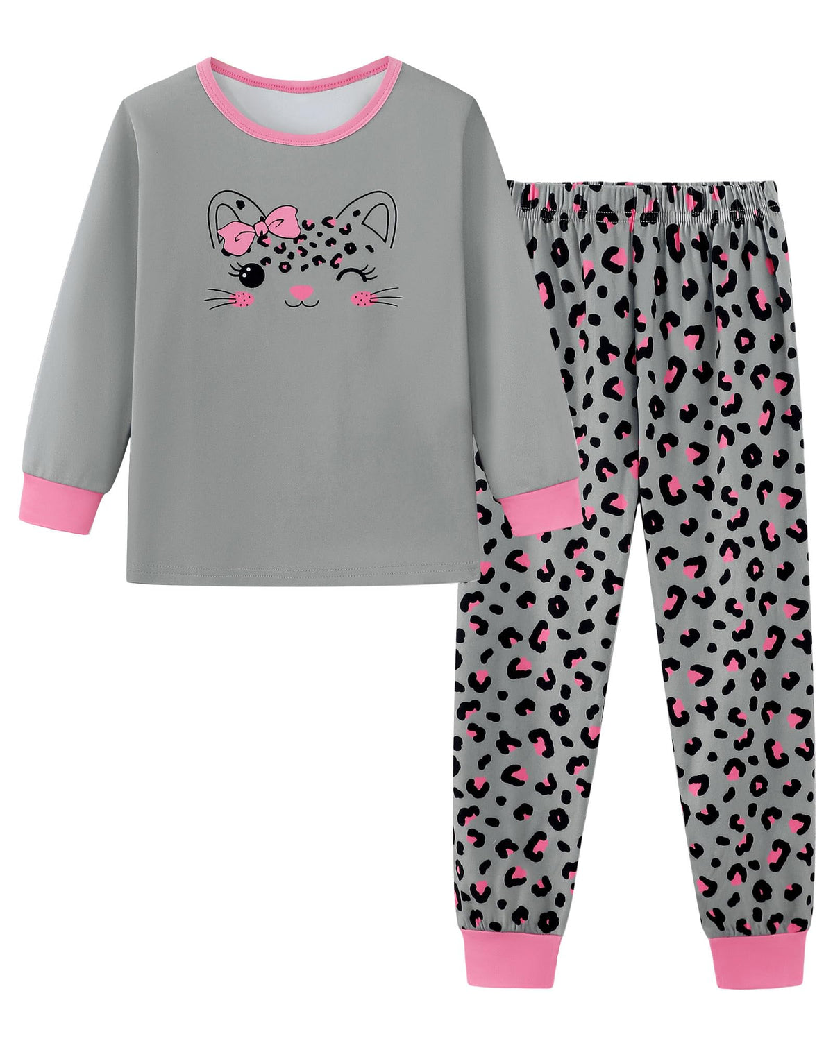 Mikrdoo Girls Pajamas Set Long Sleeve Top and Pants 2 Piece Sleepwear