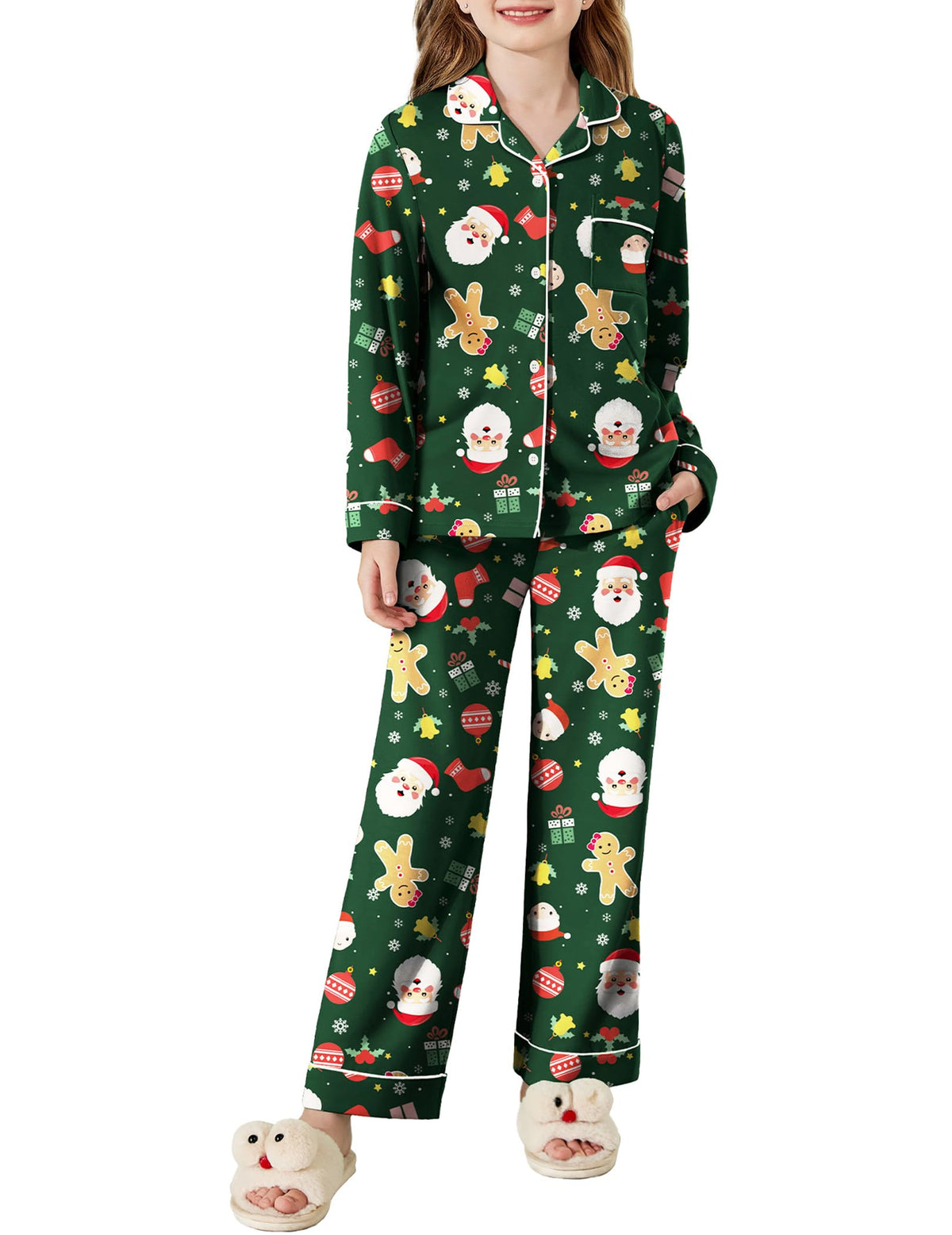 Arshiner Pajamas Set for Girls Long Sleeve Lounge Set Button Down Pj Sets