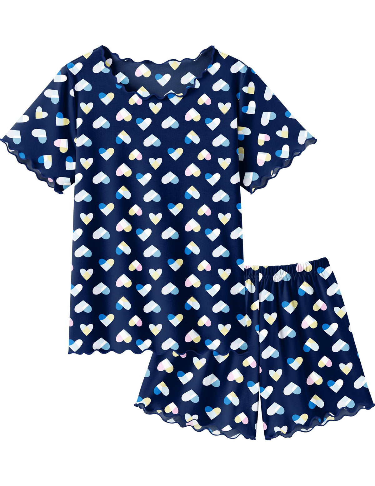 Arshiner Girls Pajamas Short Sleeve Lounge Set Soft Shirring Summer Pjs