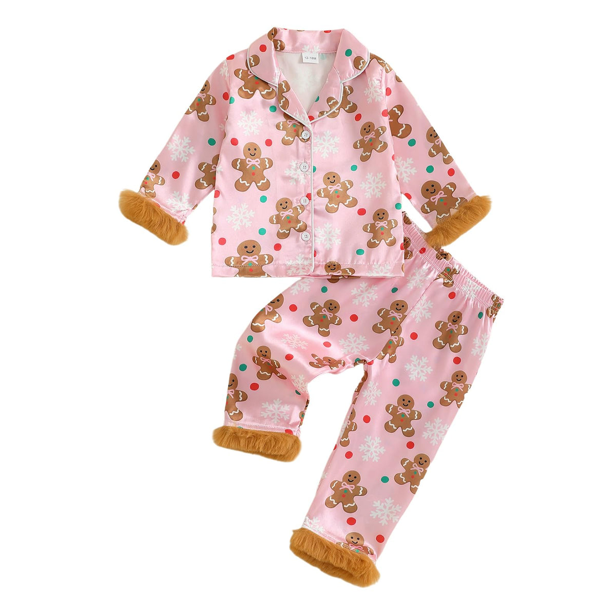 Kuriozud Kids Toddler Girl Pajamas Fuzzy Trim Button Down Shirt Pants 1-7Y