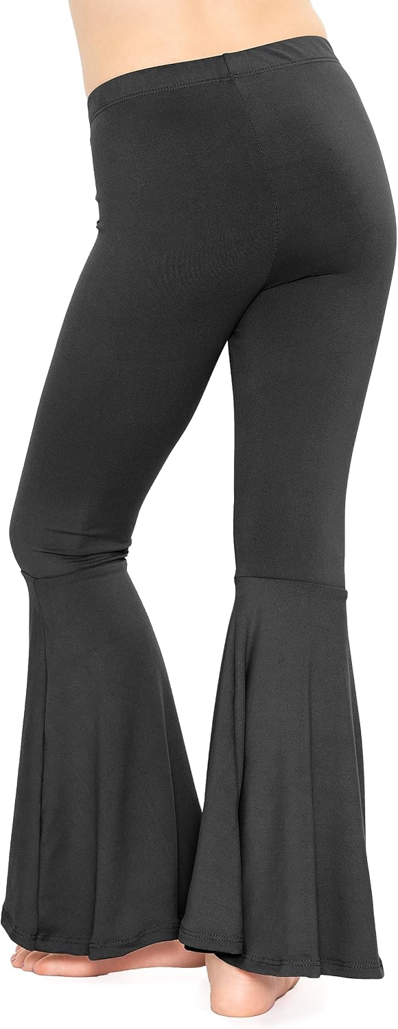 STRETCH IS COMFORT Girls Stretch Bell Bottoms Flare Pants Little | Big Kid Ruffle Bootcut Leggings | Sizes 2-14