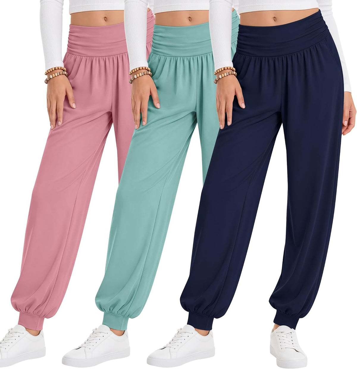 Oakgarden 3 Pack Girls' Lightweight Athletic Joggers Pants