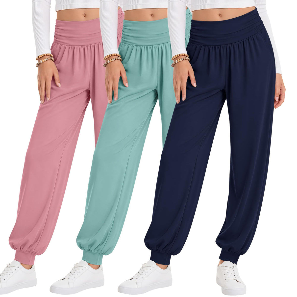 Oakgarden 3 Pack Girls' Lightweight Athletic Joggers Pants