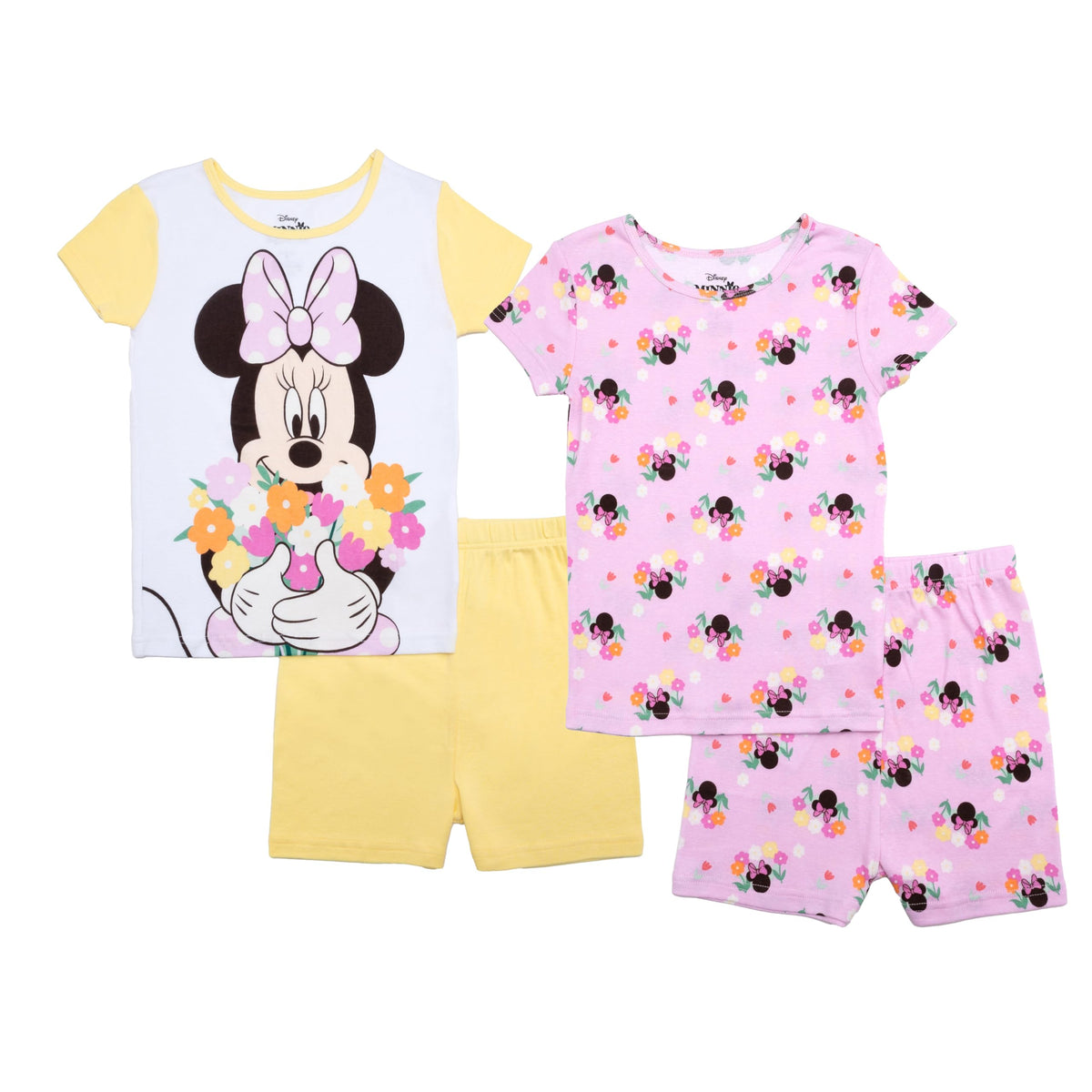 Disney Girls' 4-piece Snug-fit Cotton Pajama Set, Matching Pajamas