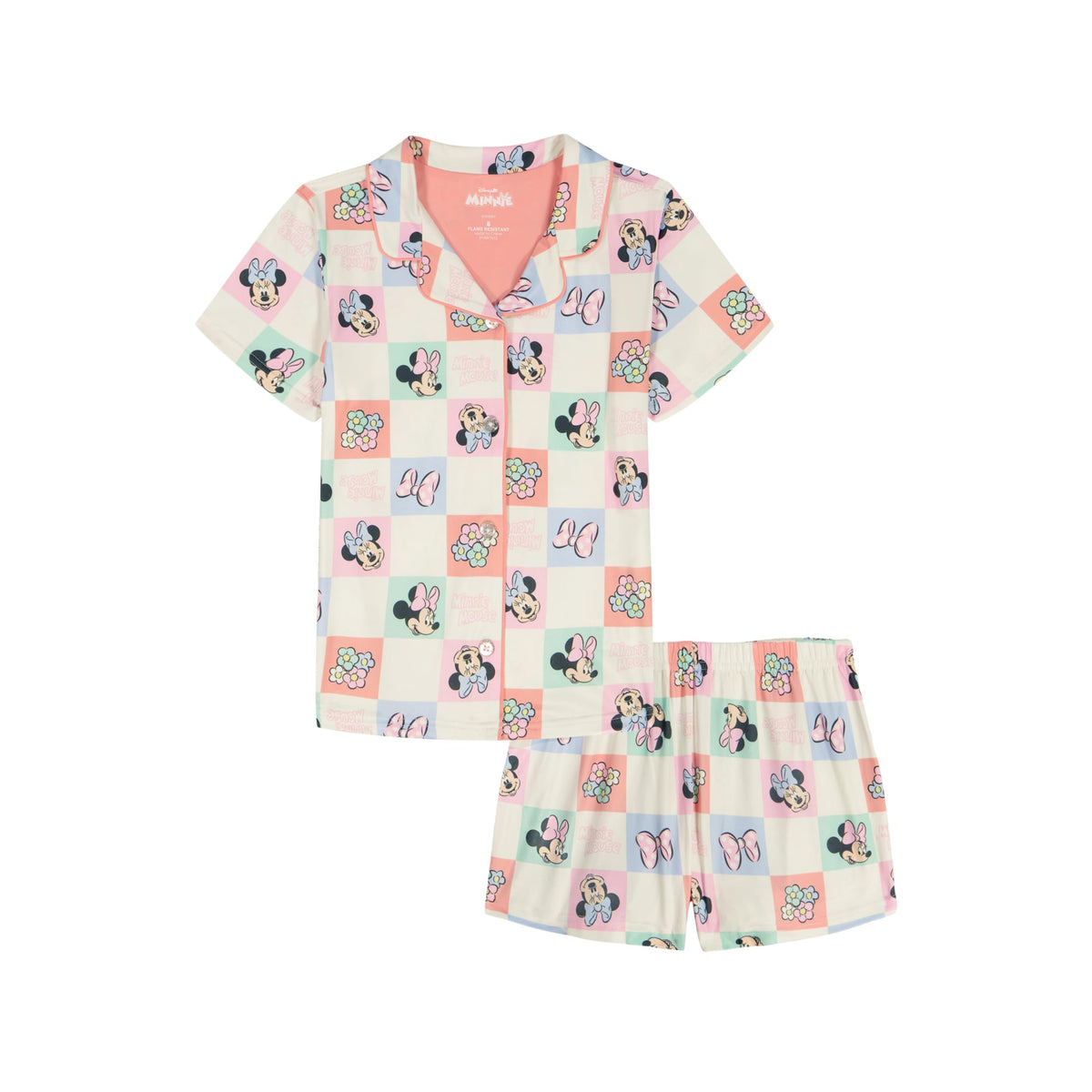Disney girls 2-piece Loose-fit Button Down Matching Pajama Set, Soft & Cute for Kids