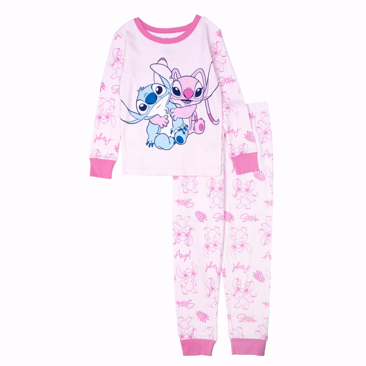 Disney Girls' 2-piece Snug-fit Cotton Holiday Matching Pajama Set, Soft & Cute for Kids