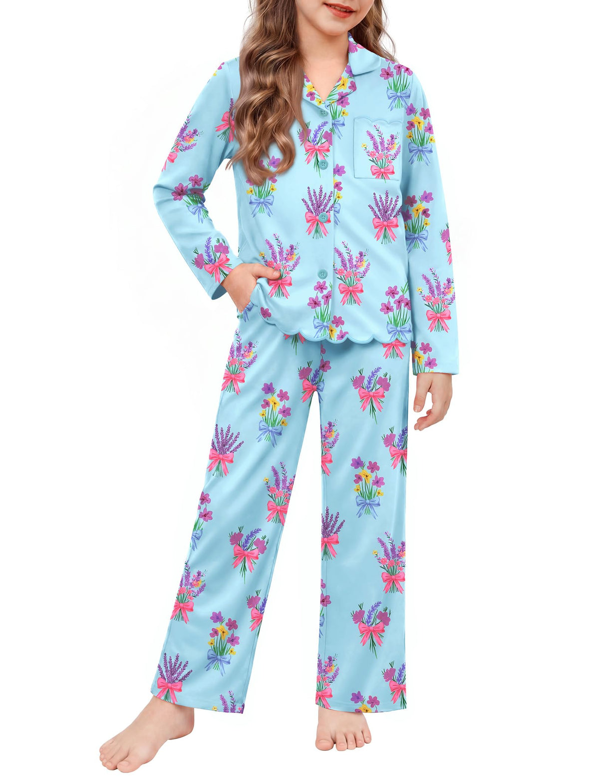 Arshiner Girls Pajamas Long Sleeve Sleepwear Cute Printed Button Down Pjs