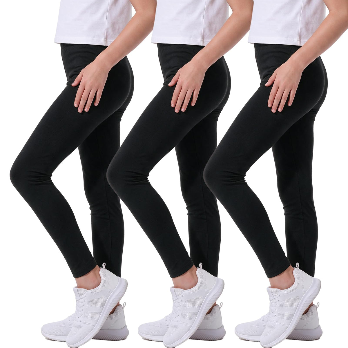 MyFav 3 Pack Girls Leggings Stretch Kids Cute Printed & Solid Color Skinny Casual Daily Wear Pants