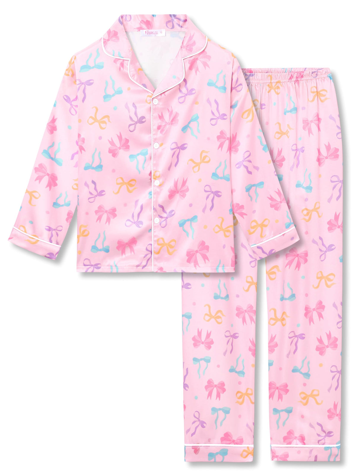Topgal Girls Pajama Set, Coat Style Button Front, Size 6-16