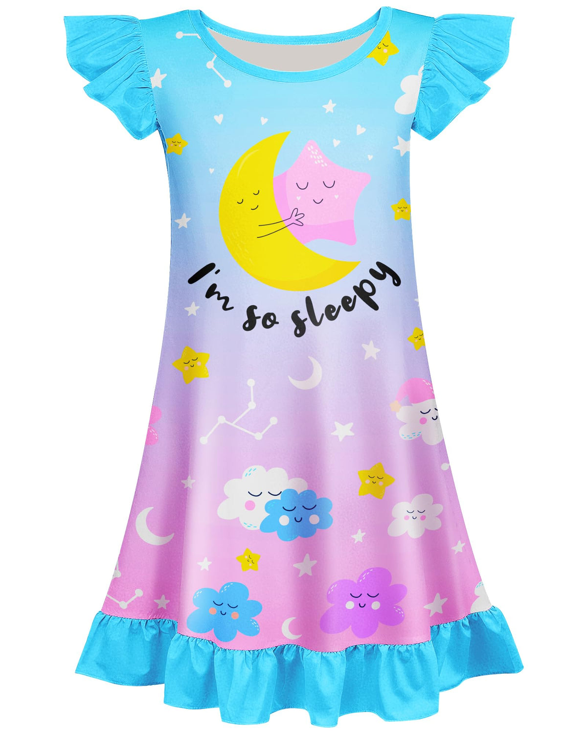 Sylfairy Girls Nightgowns, Unicorn Nightgown Princess Pajama Dresses for Girls Sleepwear Nightie