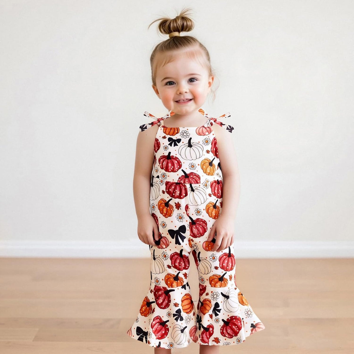 Toddler Baby Girl Bell Bottoms Romper Floral/Butterfly Overalls Suspender Flare Pants One Piece Strap Jumpsuit
