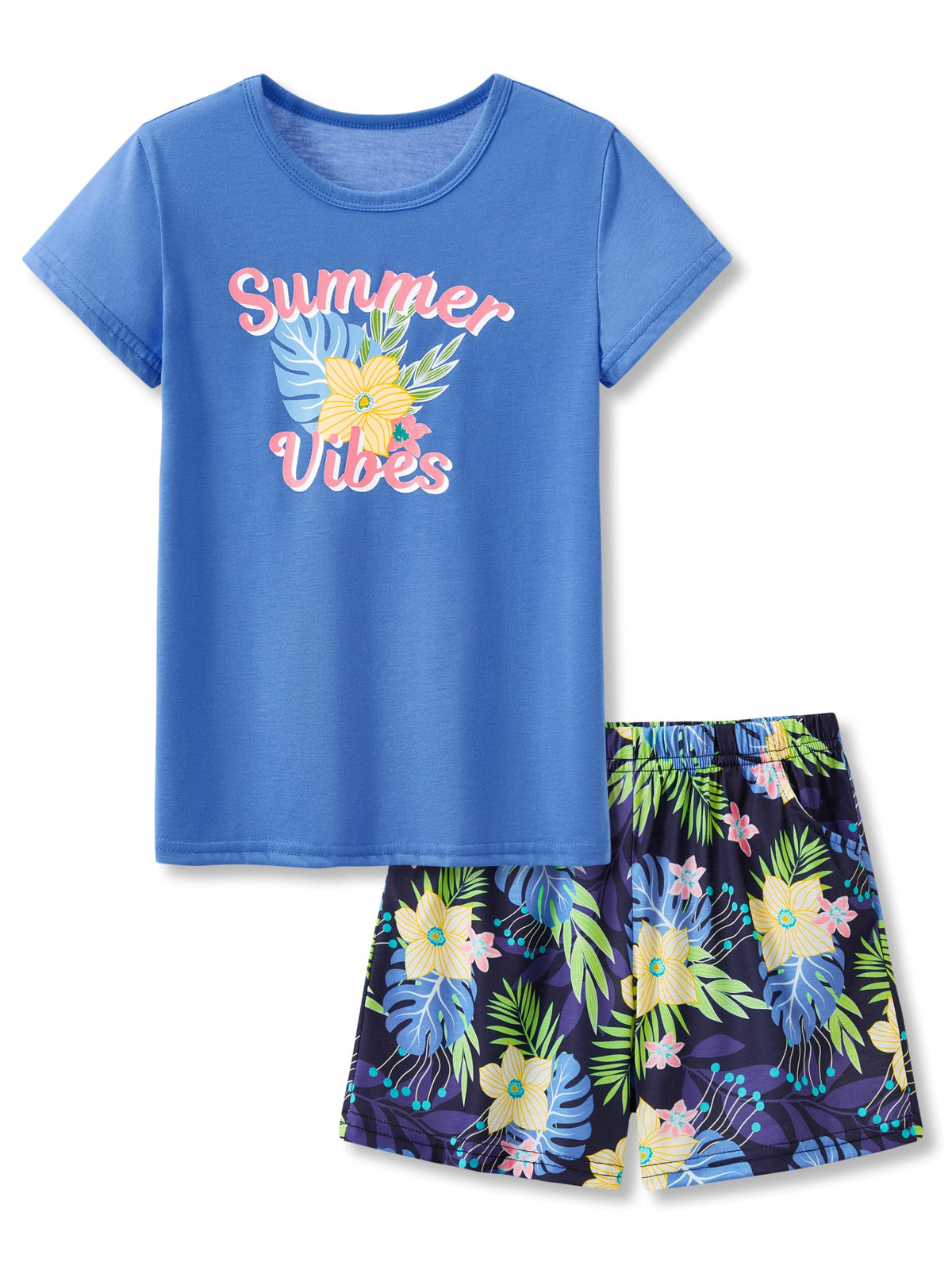 Topgal Girls Summer Pajama Set Cute Prints Short Sleeves Shorts Size 6-18