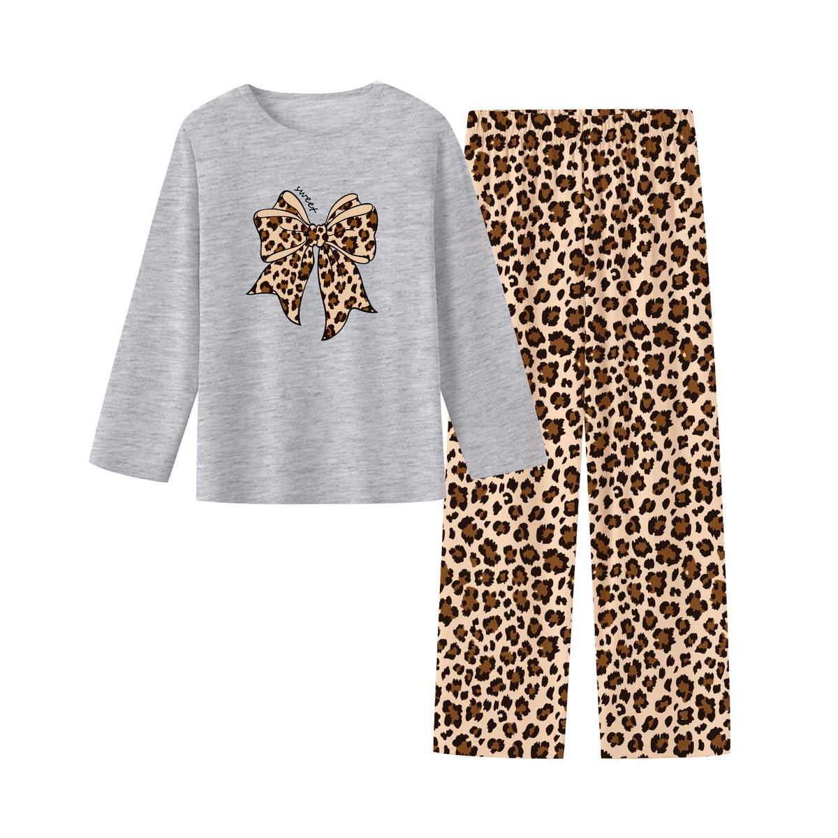 Umeyda 2-Piece Pajama Set for Girls, 100% Cotton Cartoon Pattern Sleepwear Pjs Set Size 5-14