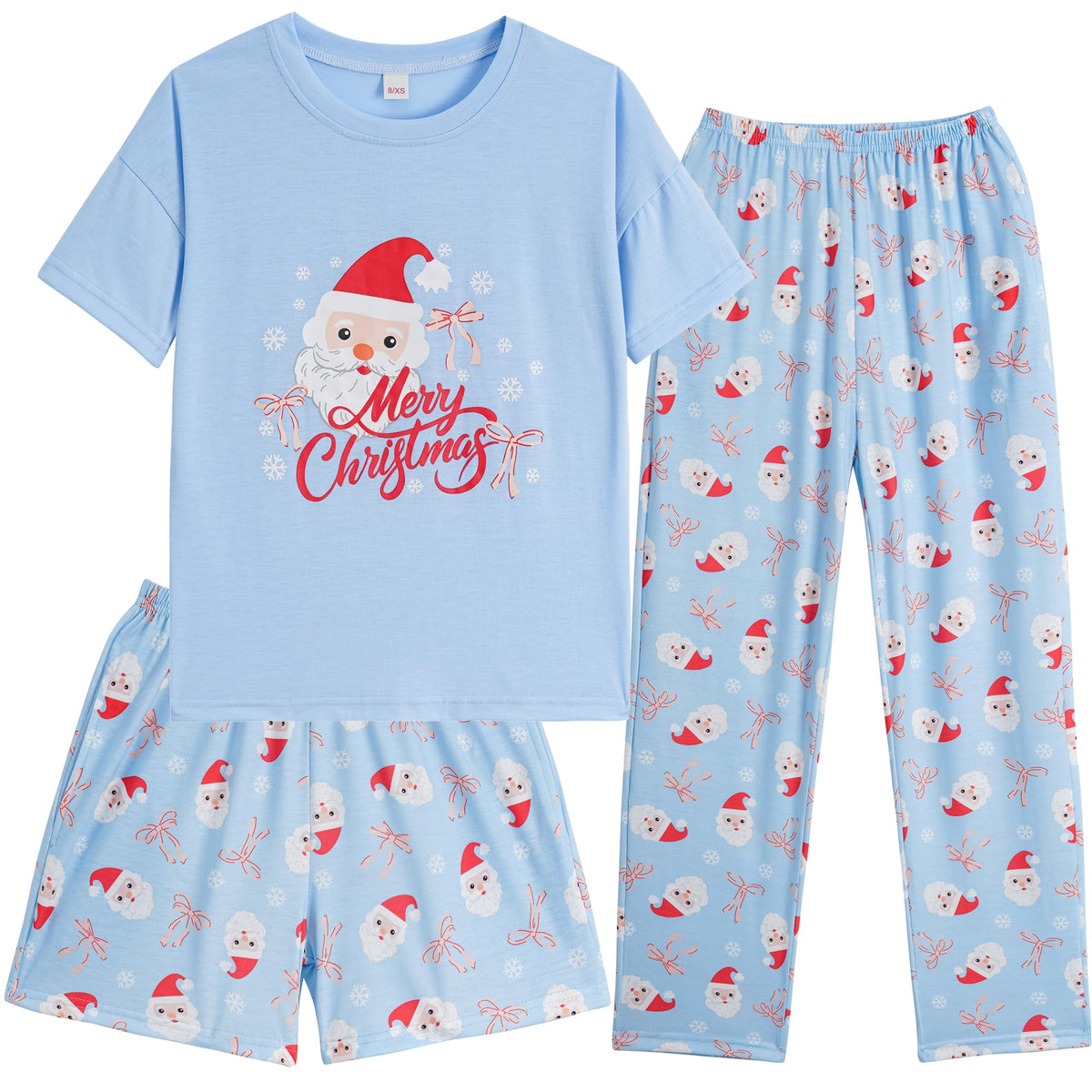 Hupohoi Girls Pajama Sets Summer Short Sleeve With Shorts & Pants Sleepwear