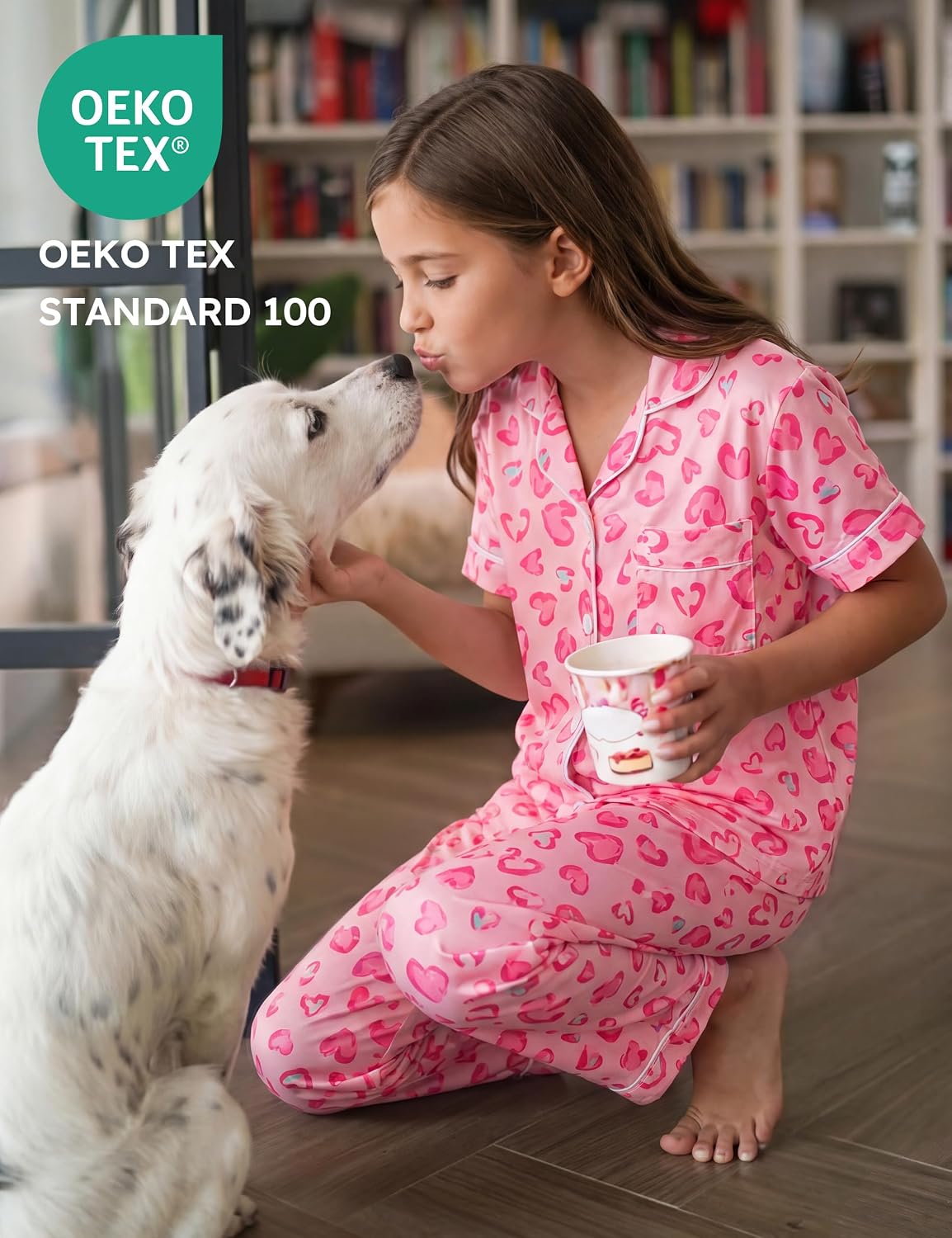Yoofoss Girls Pajamas Set Kids Satin Pjs Short Sleeves Sleepwear