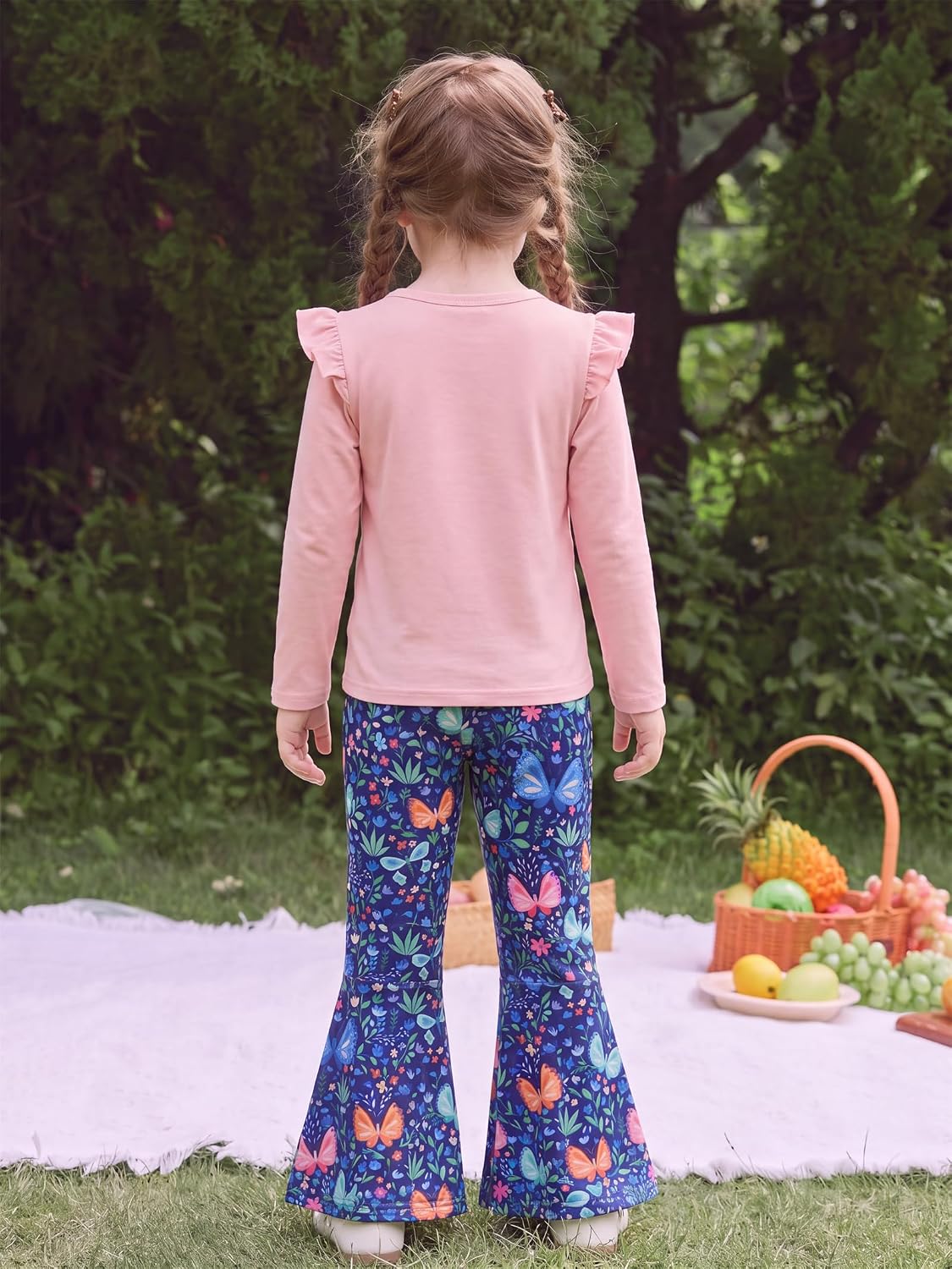Arshiner Girls 2 Piece Outfits Flare Pants Knit Set Toddler Printed Clothes