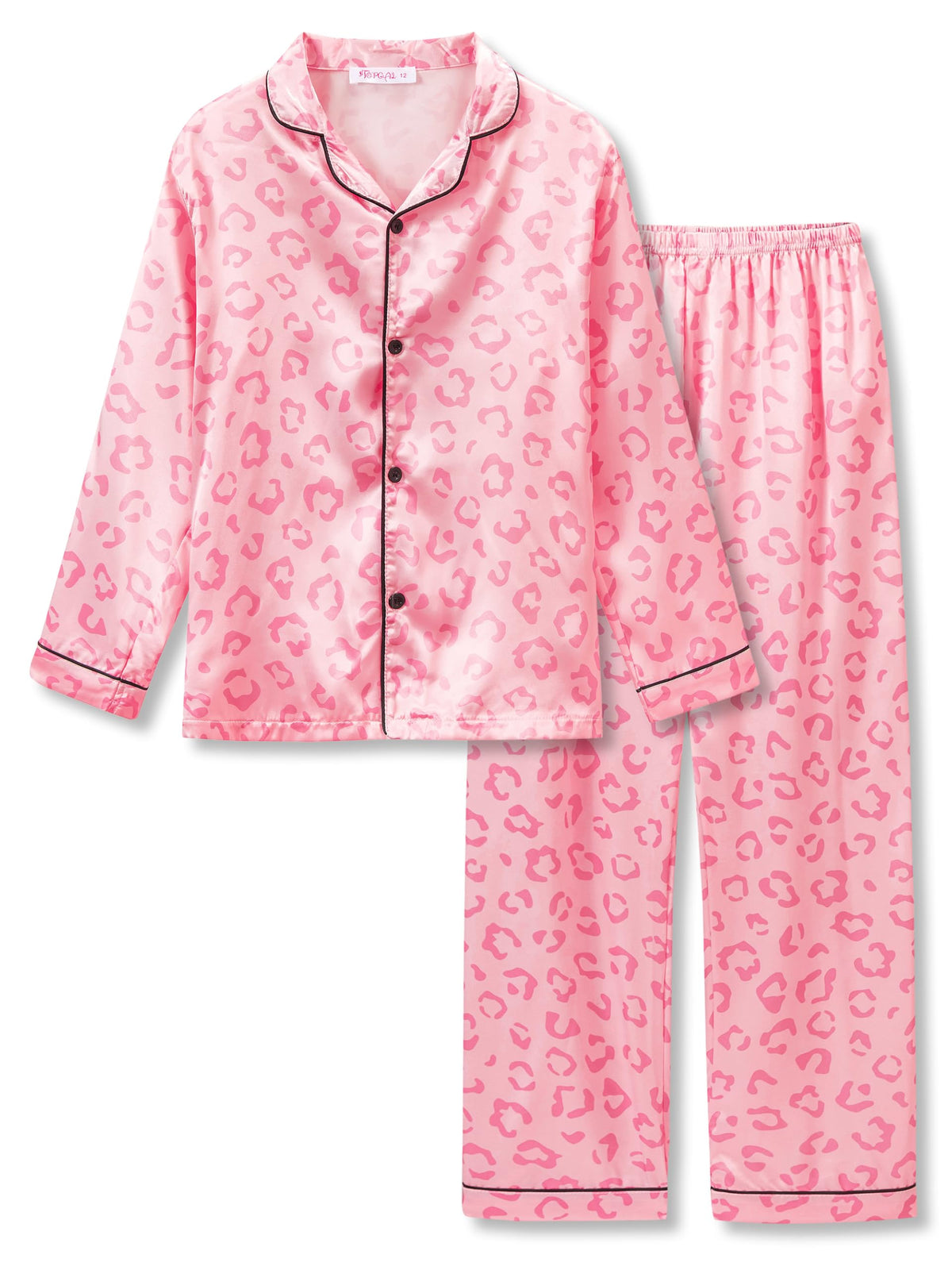 Topgal Girls Pajama Set, Coat Style Button Front, Size 6-16