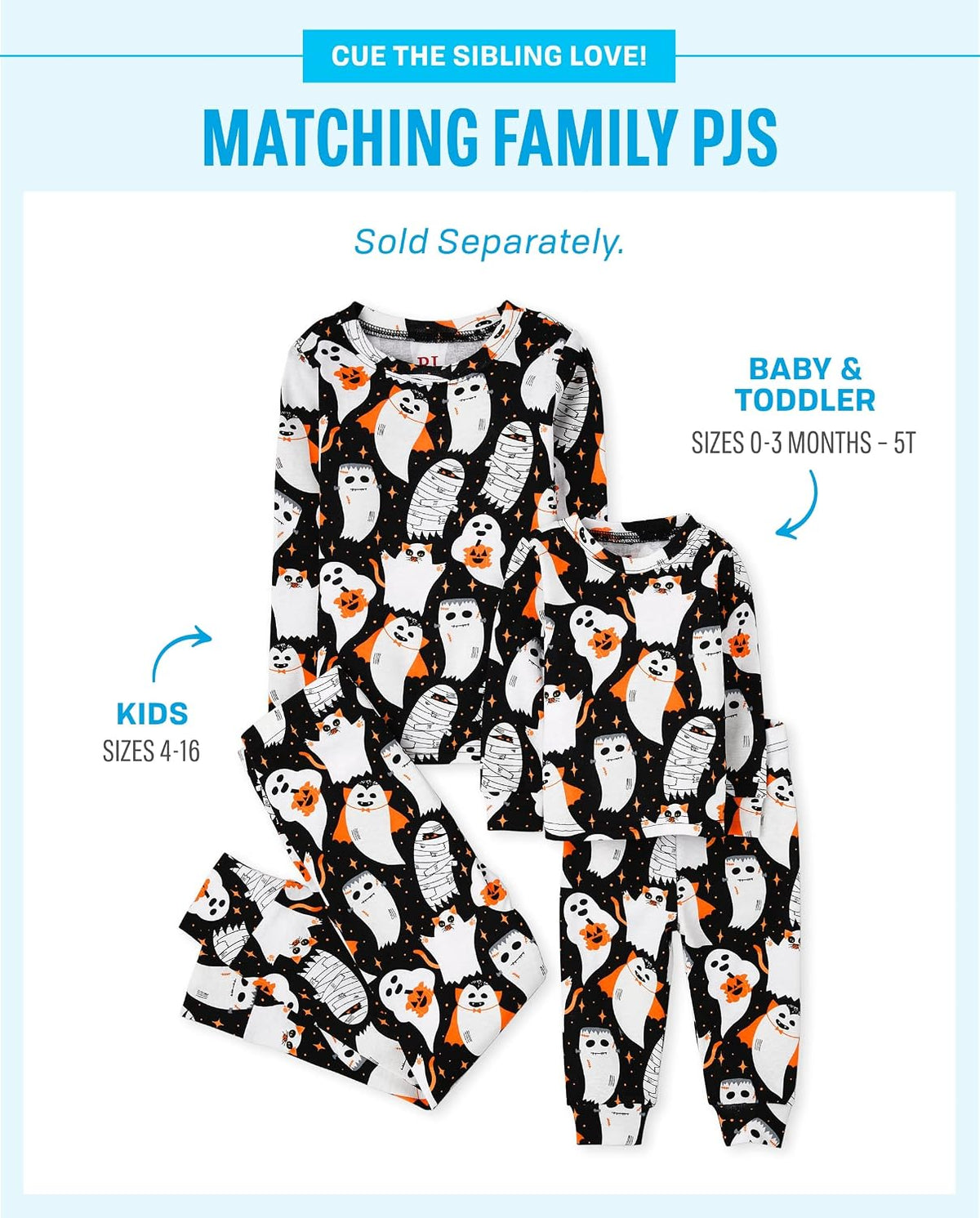 The Children's Place Baby and Kids' Sibling Matching Halloween and Holiday Pajama Sets, Cotton