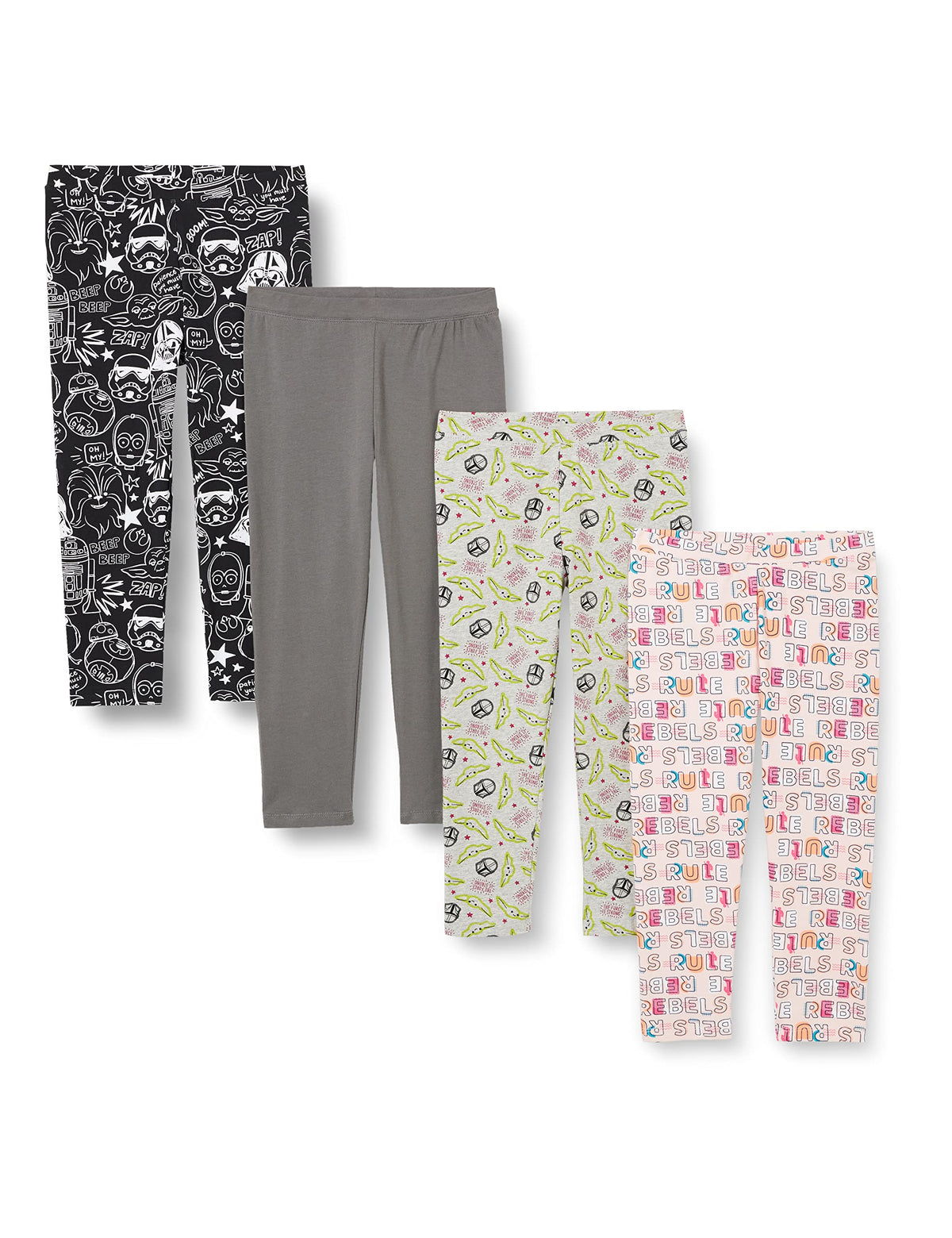 Amazon Essentials Disney | Marvel | Star Wars | Frozen | Princess Girls and Toddlers' Cotton Stretch Leggings, Multipacks