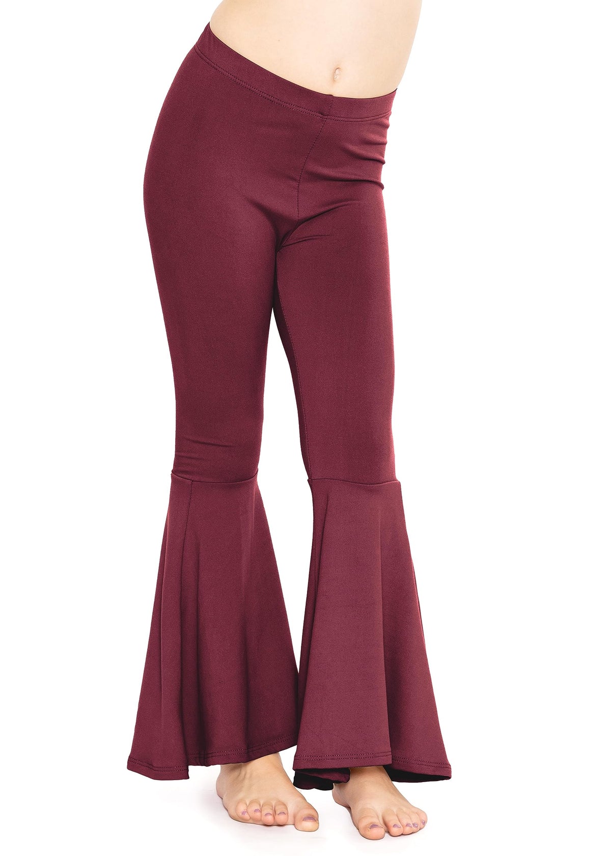 STRETCH IS COMFORT Girls Stretch Bell Bottoms Flare Pants Little | Big Kid Ruffle Bootcut Leggings | Sizes 2-14