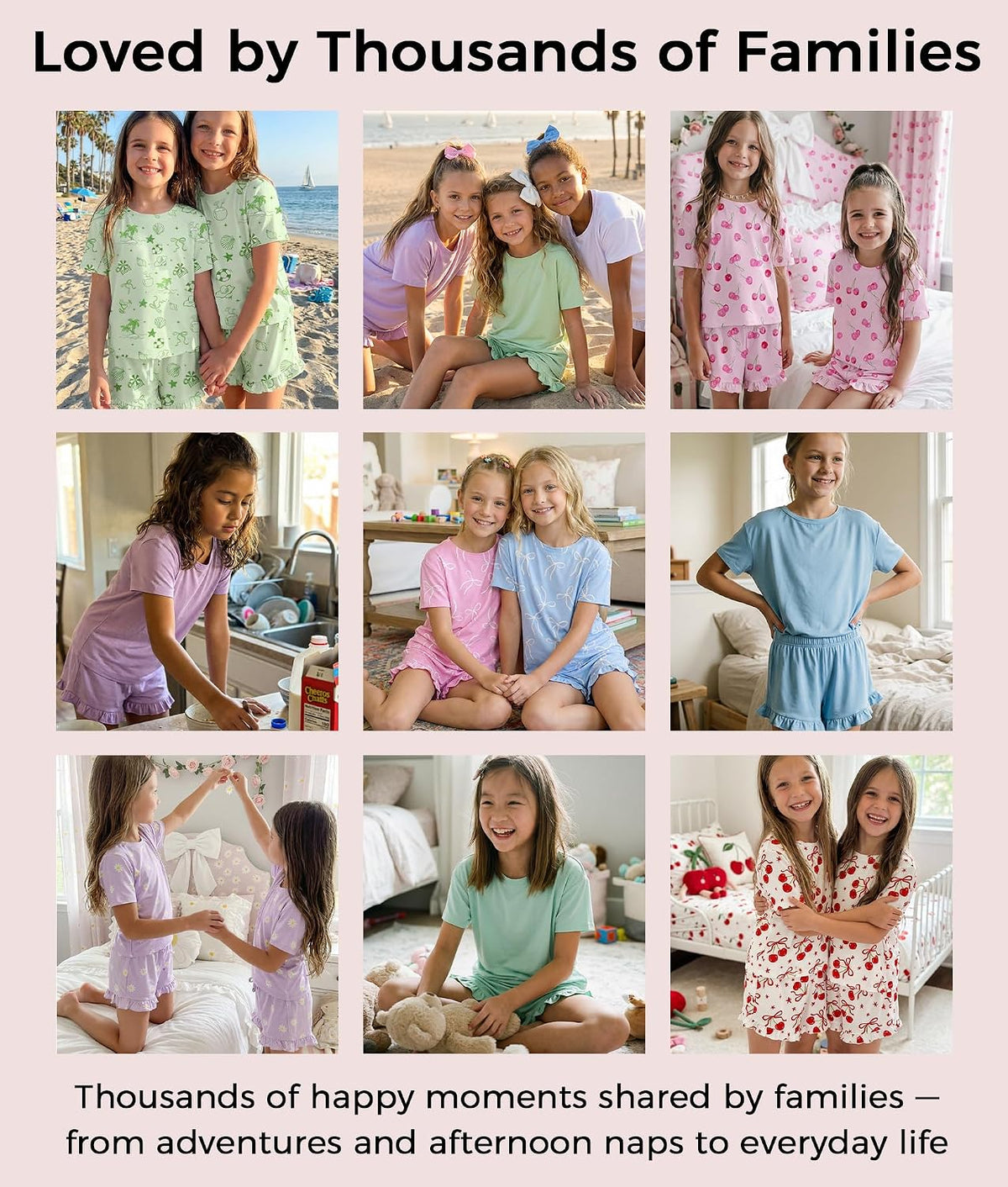 Petite&Me Soft Girls Pajamas with Ruffle Shorts, Cute Girls PJs Size 6-14