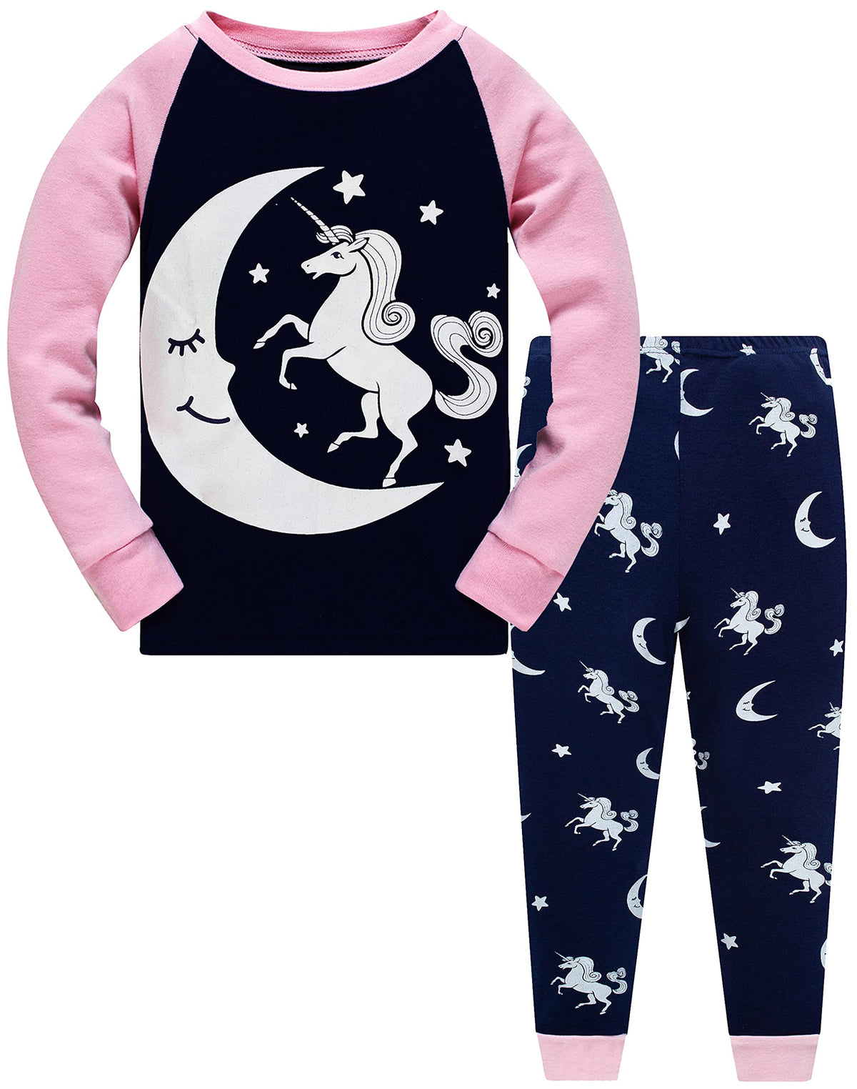 Popshion Little Girls Mermaid Pajamas 2 Piece Set 100% Cotton Sleepwear Toddler Clothes for Kids Baby Ladybug Style PJs