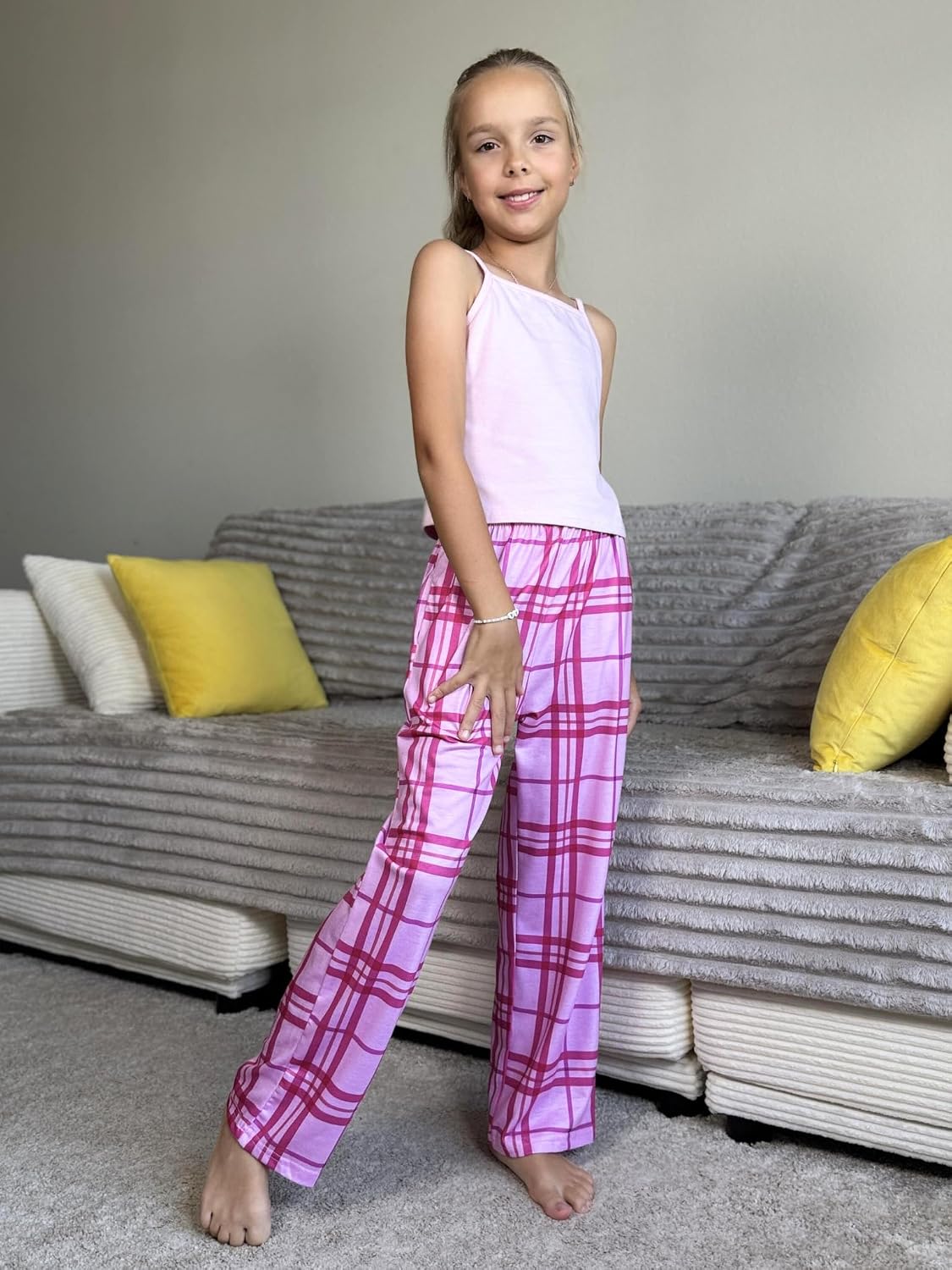 Ekouaer Girls Soft Pajamas Pants Cute Print Pattern PJ Bottoms Lounge Pants