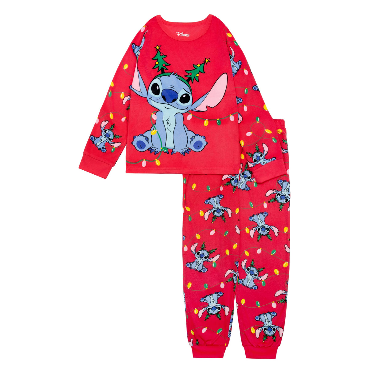 Disney Girls' 2-piece Loose-fit Holiday Pajama Set, Soft & Cute for Kids