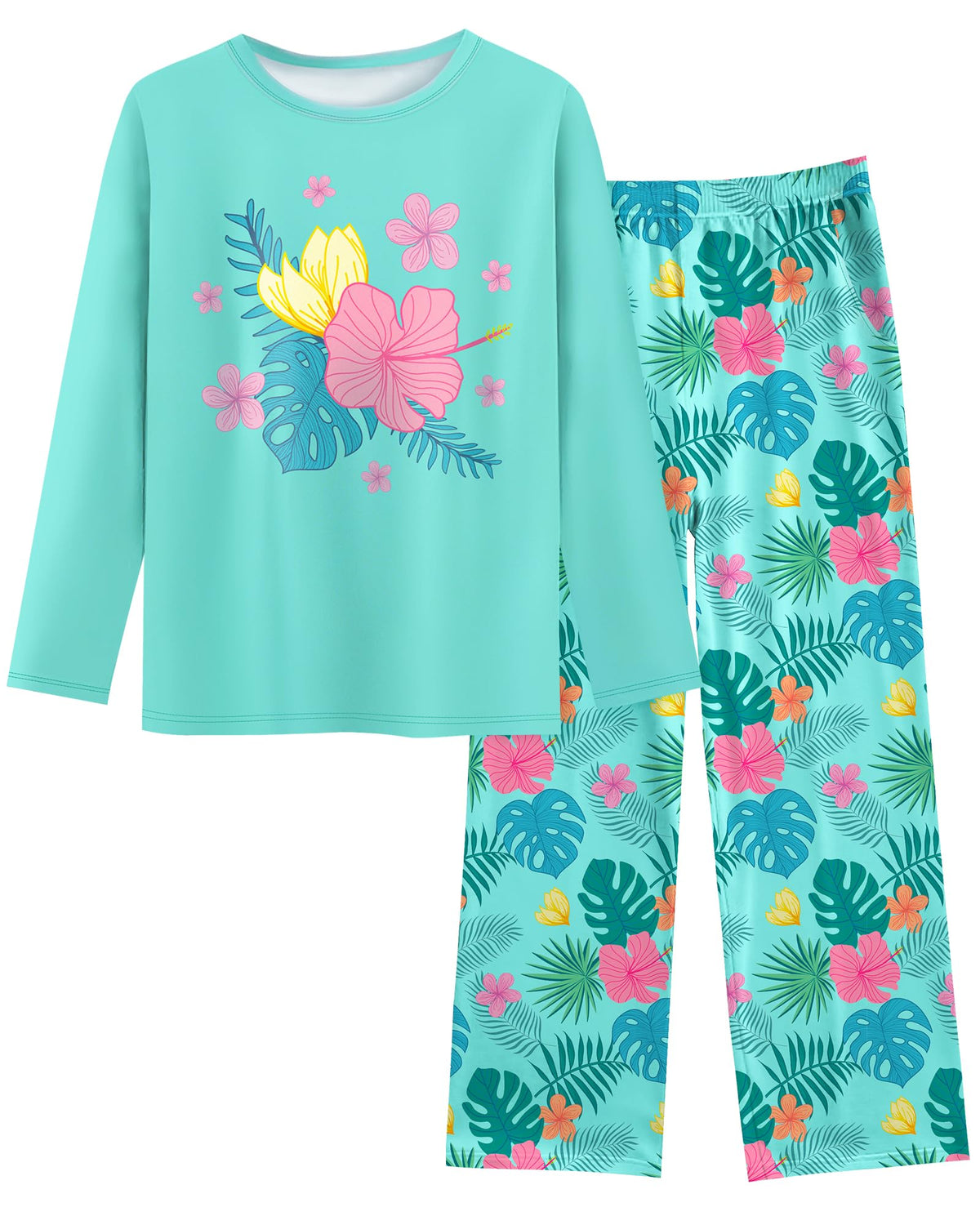 Sylfairy Girls Pajamas 2-Piece Pjs Set Kids Long Sleeve and Pants Jammies Casual Wear Girls' Sleepwear Lounge Clothes Big Kid