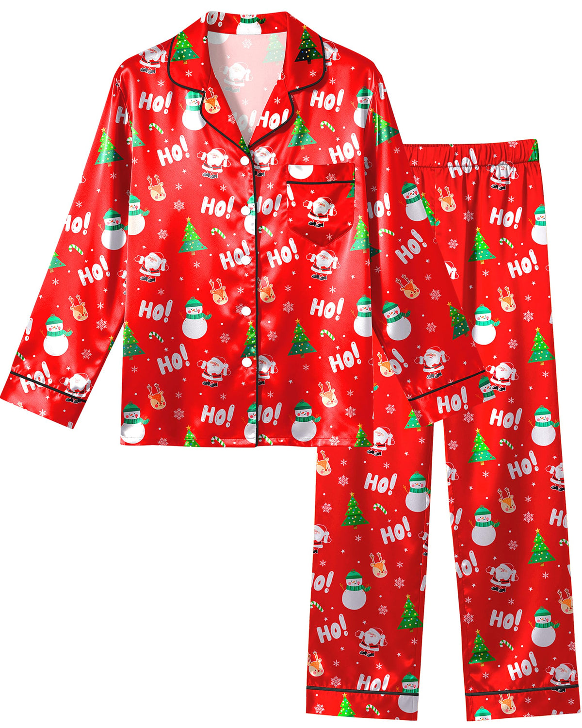 Sylfairy Girls Pajamas Silk PJS Set Satin Sleepwear Long Sleeve Jammies for Kids Button-Down Nightwear Loungewear 3-16 Years