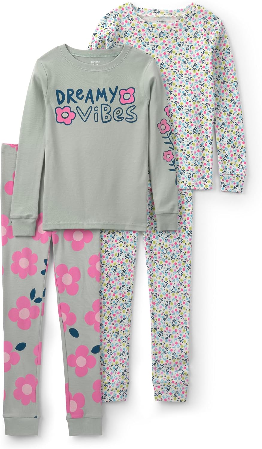 Carter's Girls' 4-piece Tight Fit Cotton Pajama Set