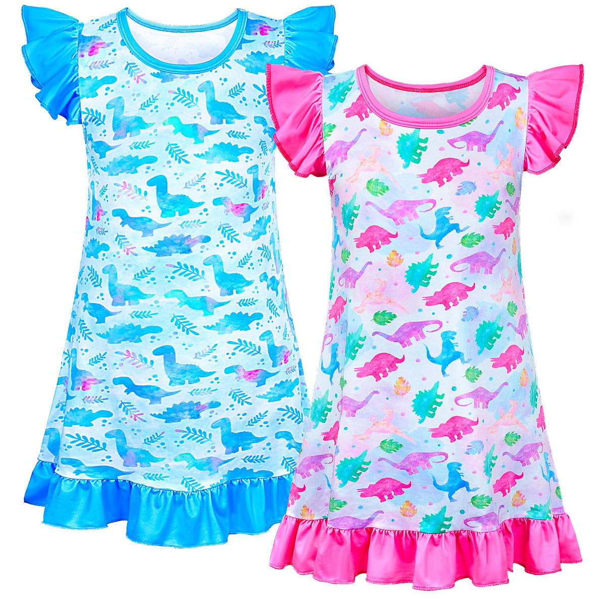 Sylfairy 2pcs Girls Nightgowns, Unicorn Nightgown Princess Pajama Dresses for Girls Sleepwear Nightie