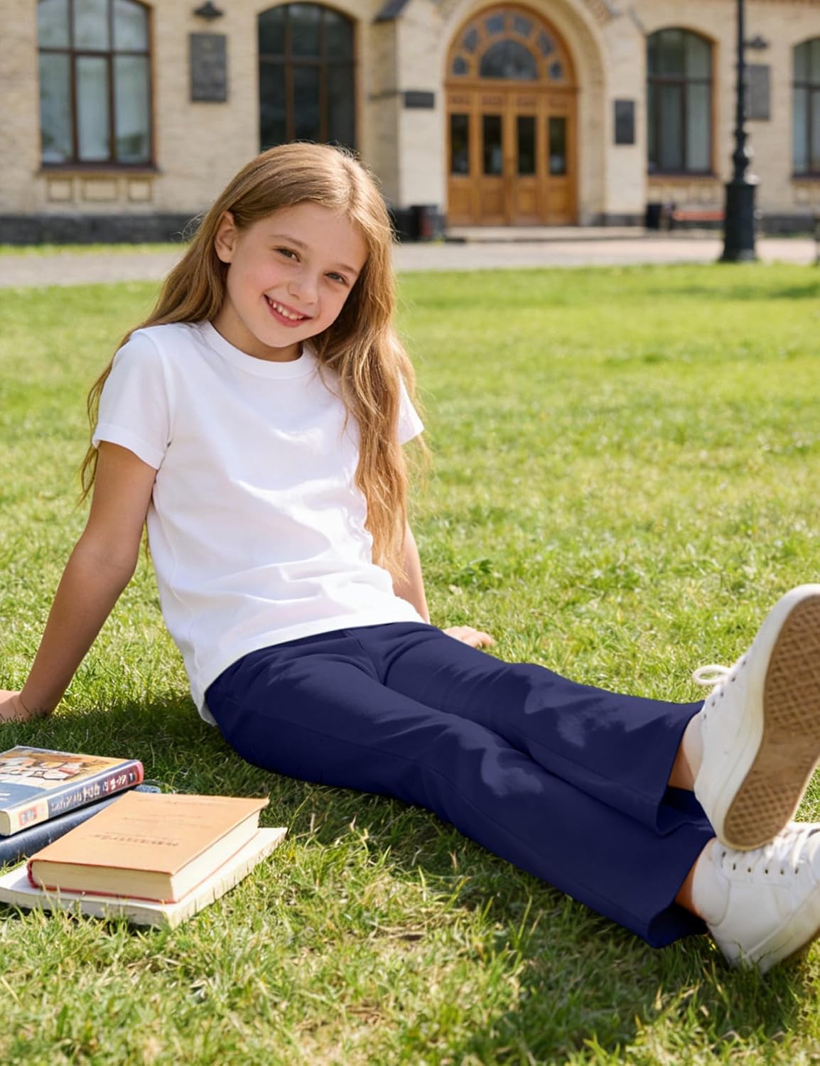 KEREDA Girls Flare Leggings School Uniform Pants for Kids Bell Bottoms