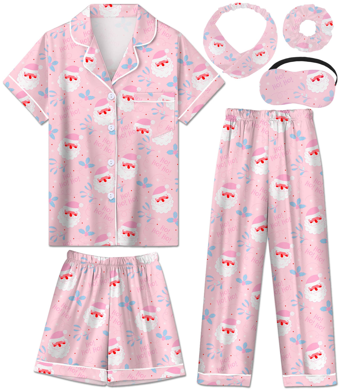 Silk Pajamas for Girls Satin Pajama Kids 3Pcs Short Sleeve Pjs Set