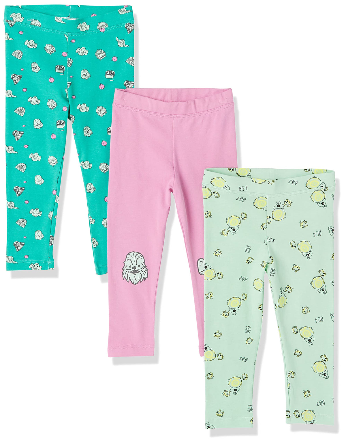 Amazon Essentials Disney | Marvel | Star Wars | Frozen | Princess Girls and Toddlers' Cotton Stretch Leggings, Multipacks